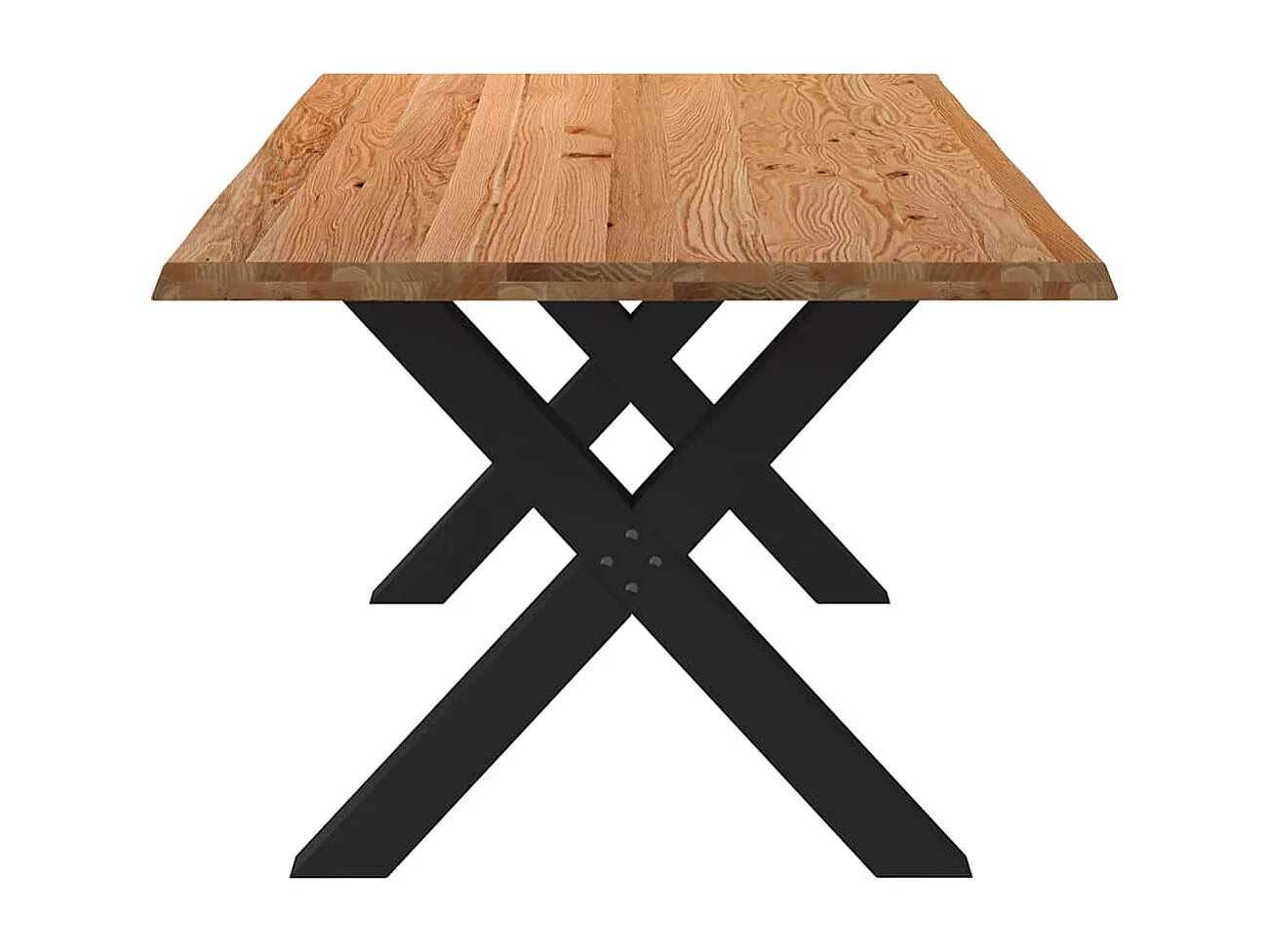 Table à manger marron clair bois de chêne massif rectangulaire