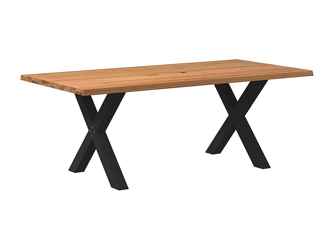 Table à manger marron clair bois de chêne massif rectangulaire