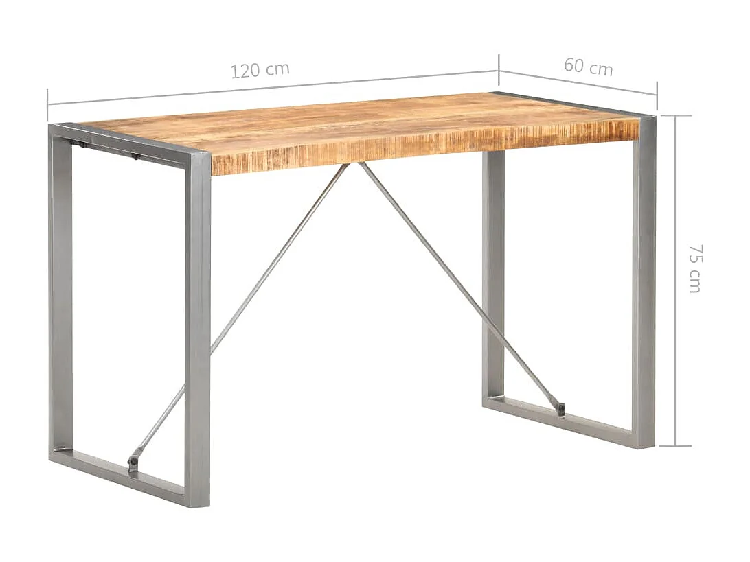 Table à manger 120x60x75 cm Bois de manguier massif brut