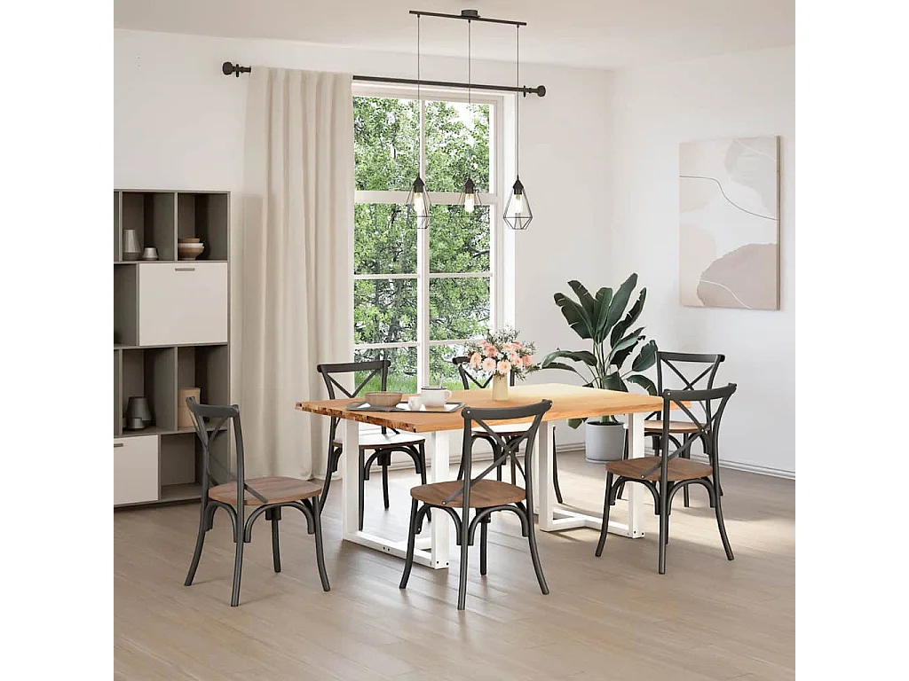 Table à manger avec bord naturel 180x100x74cm bois massif chêne