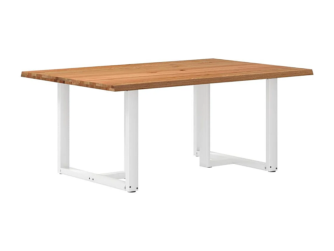 Table à manger avec bord naturel 180x100x74cm bois massif chêne