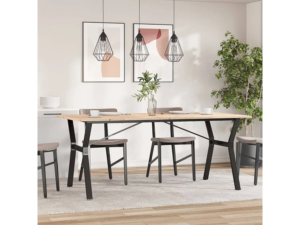 Eettafel Y-frame 180x90x75 cm massief grenenhout en staal