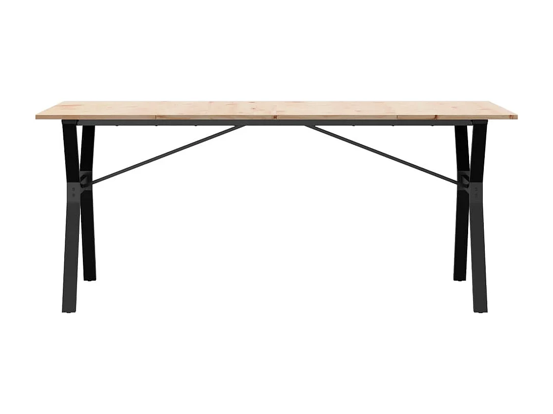 Mesa de comedor marco Y madera maciza pino y hierro 180x90x75cm