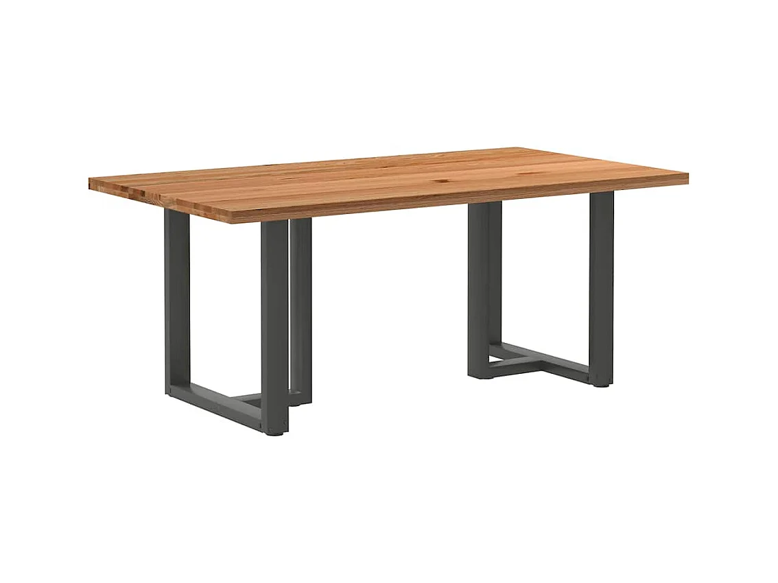 Table à manger marron clair bois de chêne massif rectangulaire