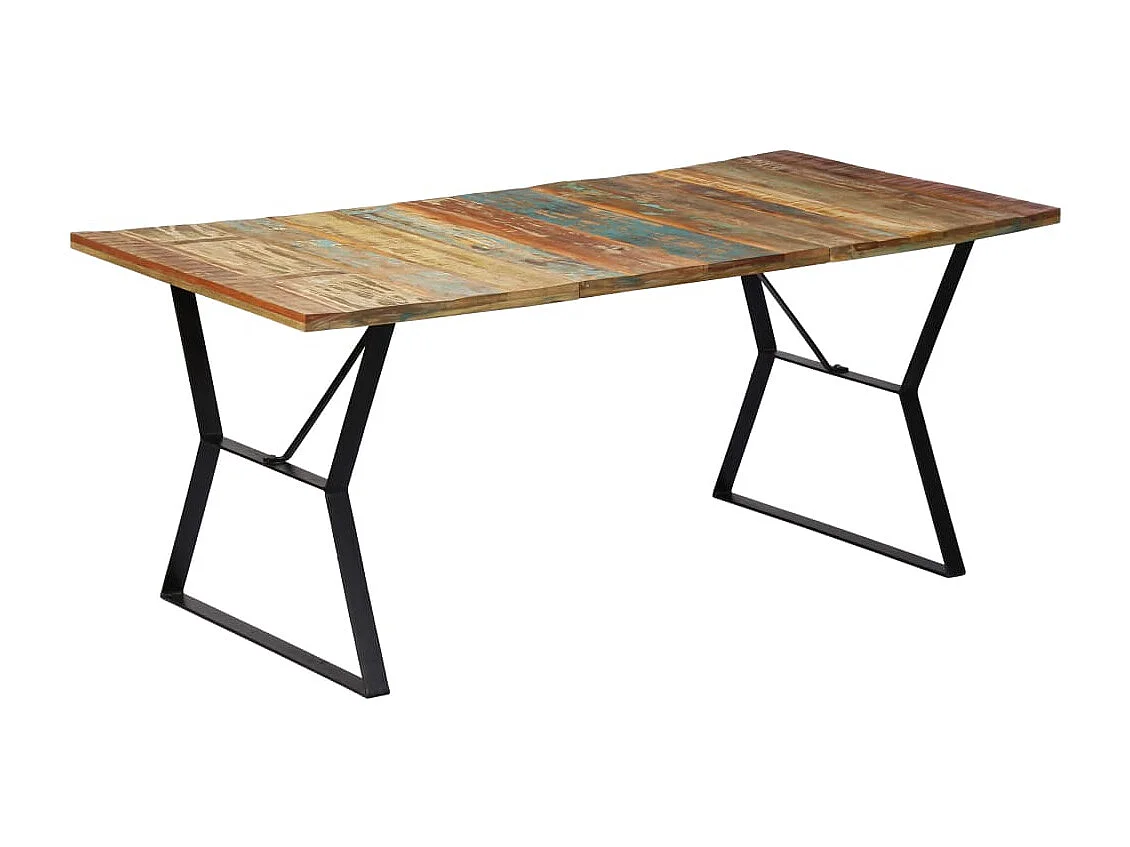 Mesa de jantar 180x90x76 cm madeira recuperada maciça