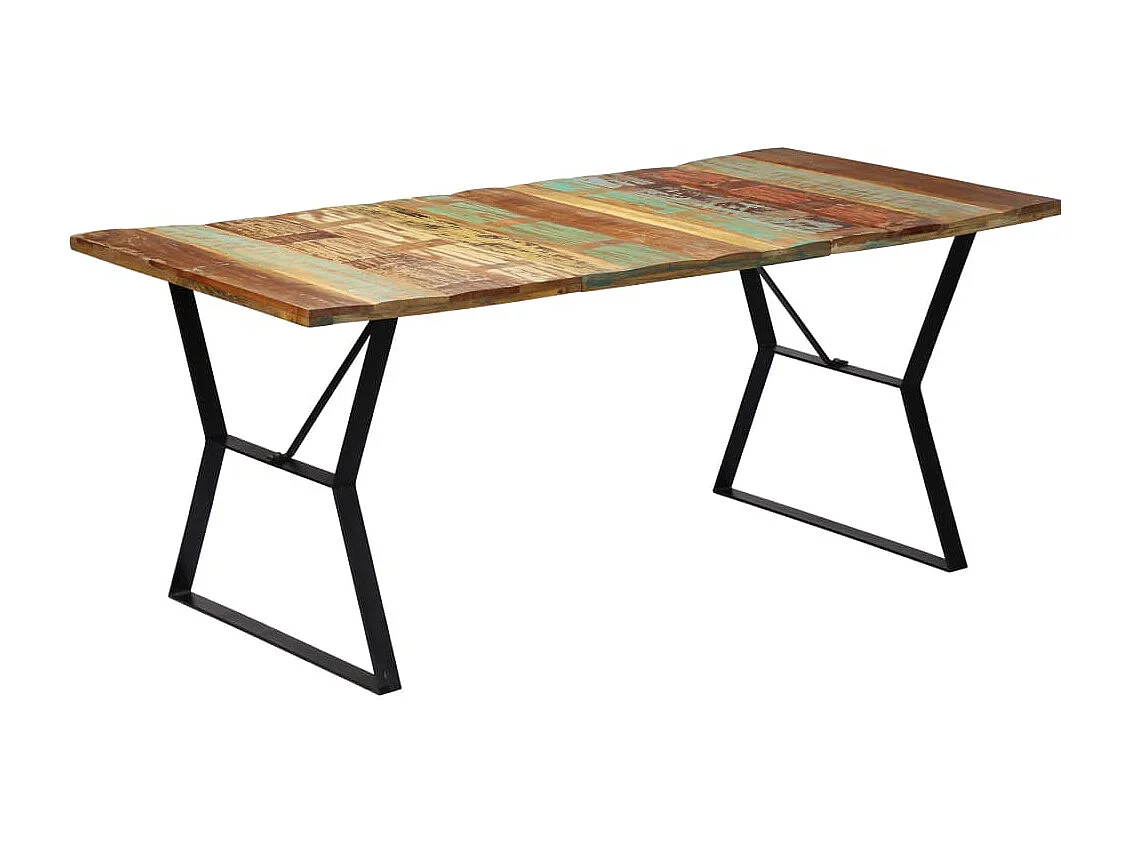 Mesa de jantar 180x90x76 cm madeira recuperada maciça