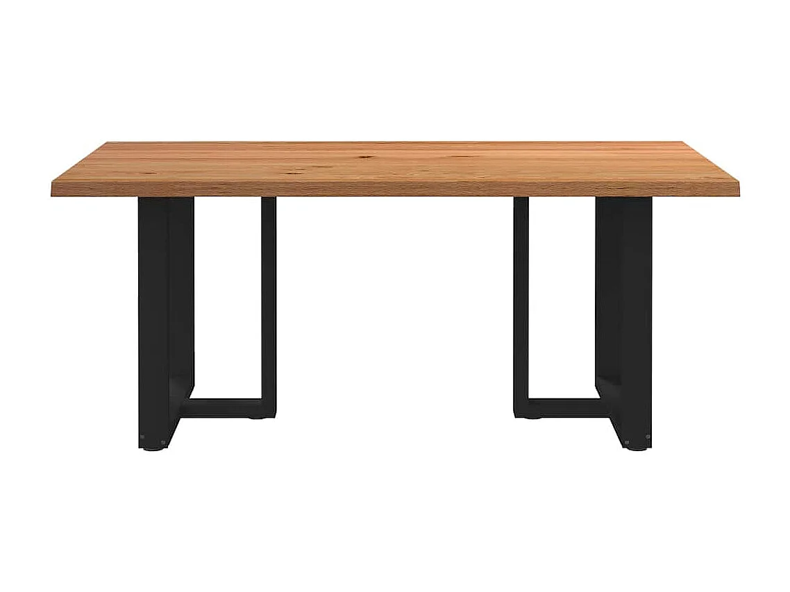 Table à manger marron clair bois de chêne massif rectangulaire