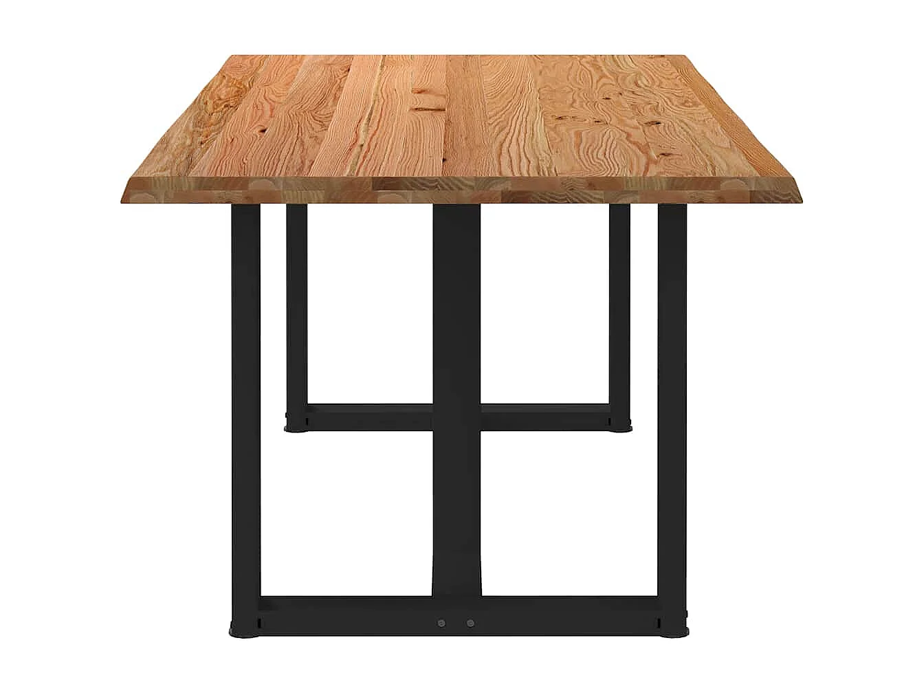 Table à manger marron clair bois de chêne massif rectangulaire