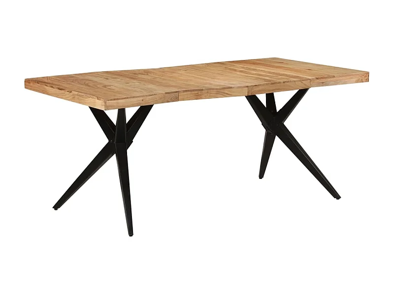 Table à manger noir 180x90x77 cm bois d'acacia solide
