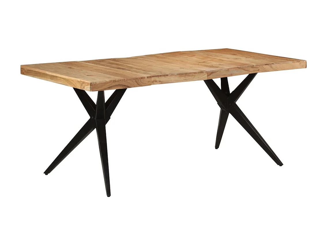 Table à manger noir 180x90x77 cm bois d'acacia solide