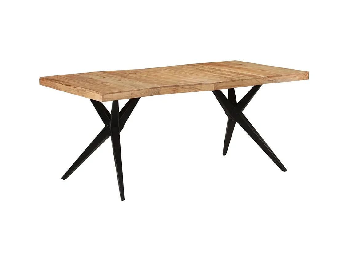 Table à manger noir 180x90x77 cm bois d'acacia solide