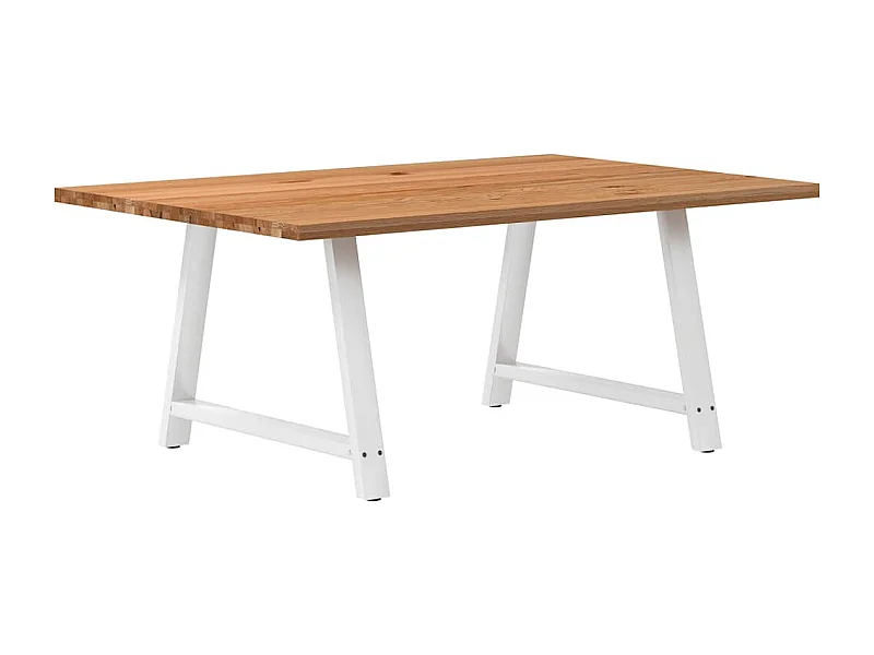 Table à manger marron clair bois de chêne massif rectangulaire