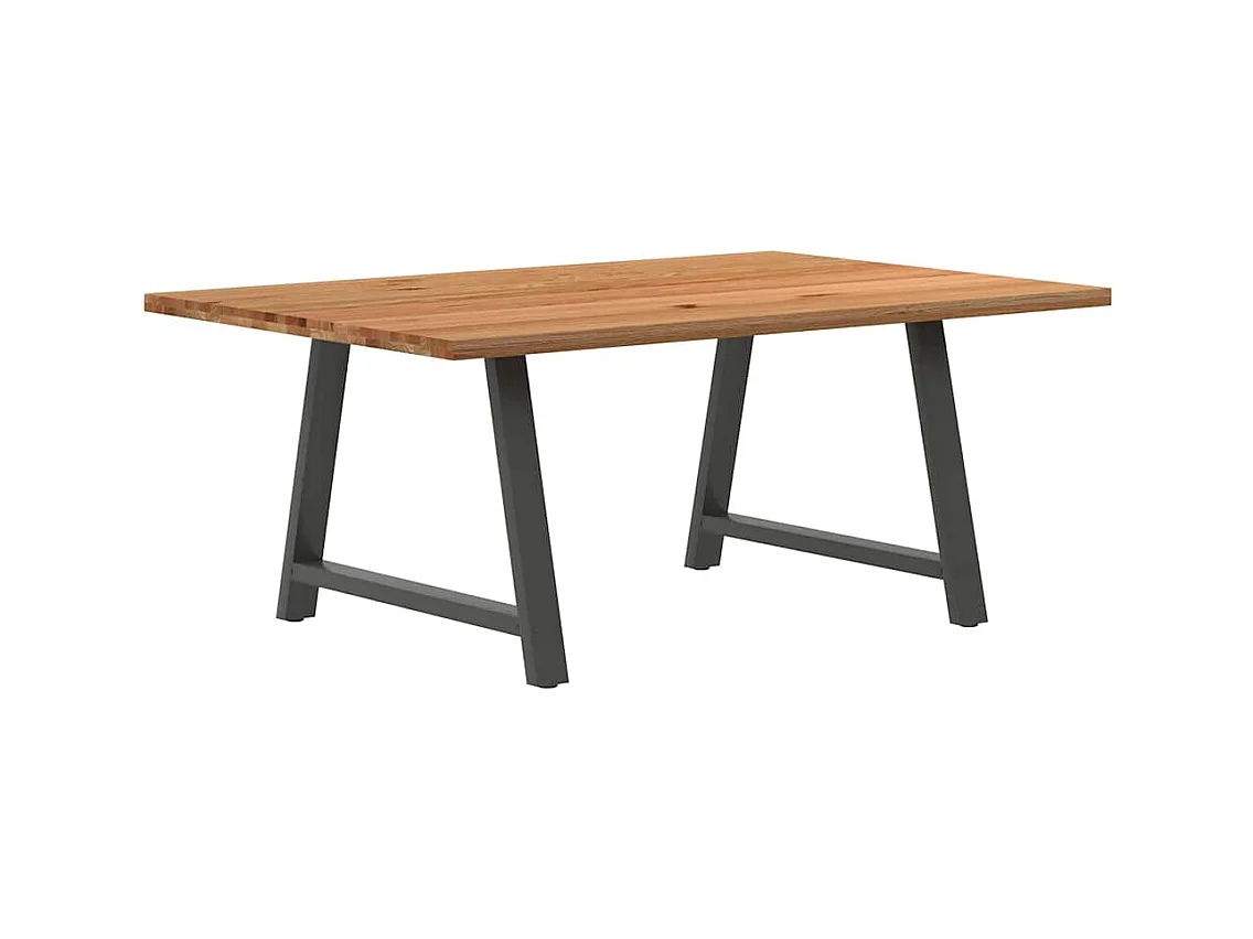 Table à manger marron clair bois de chêne massif rectangulaire