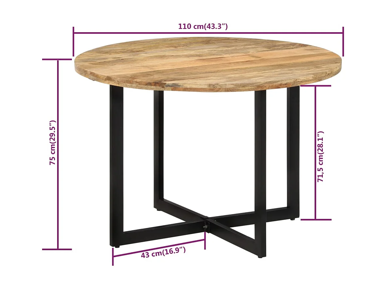 Table à manger 110x75 cm Bois de manguier massif