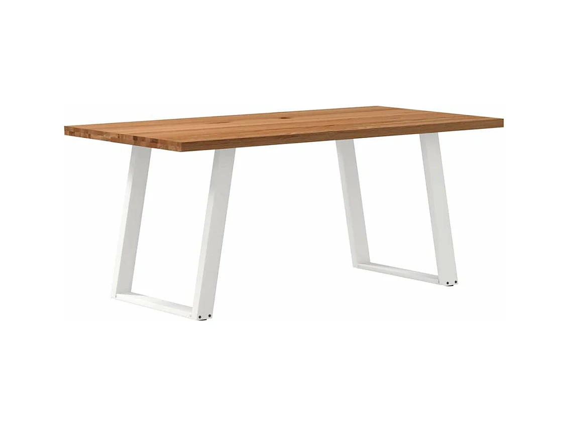 Table à manger marron clair bois de chêne massif rectangulaire
