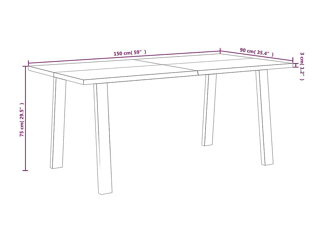 Table à manger 150x90x75 cm bois d'acacia solide