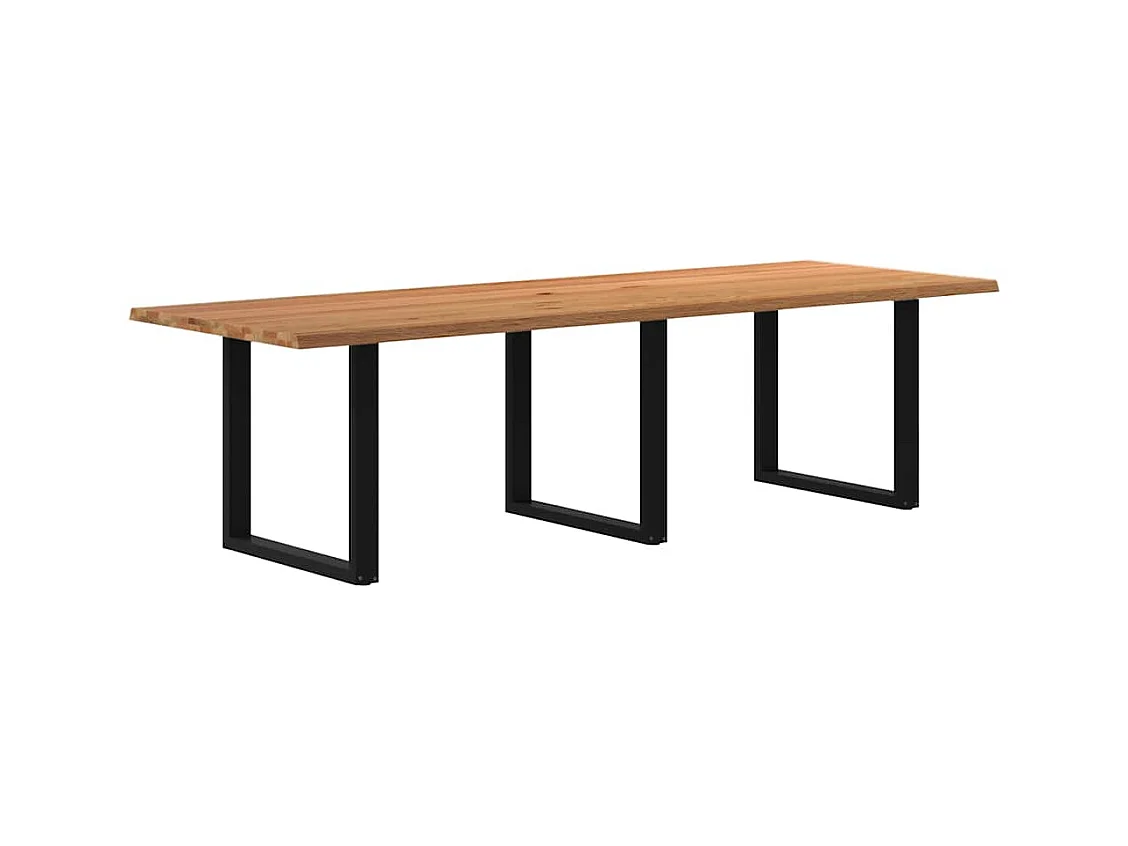 Table à manger marron clair bois de chêne massif rectangulaire