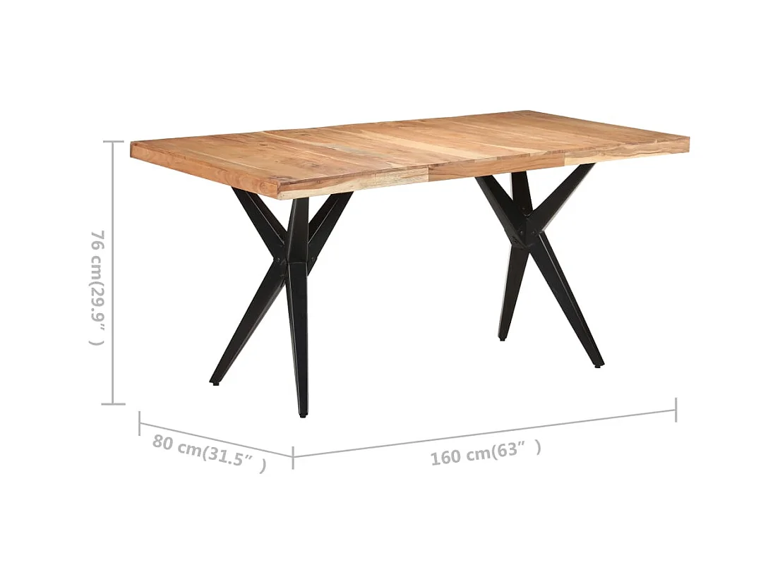 Mesa de jantar 160x80x76 cm madeira de acácia maciça