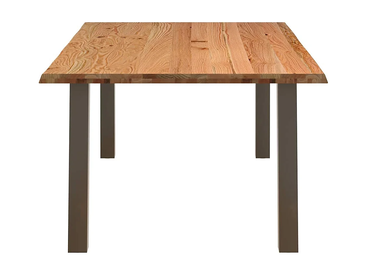 Table à manger marron clair bois de chêne massif rectangulaire