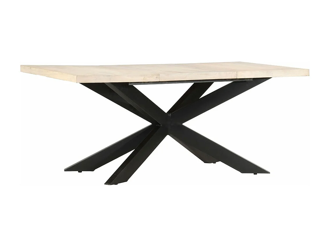 Table à manger 180x90x76 cm Bois de manguier massif blanchi