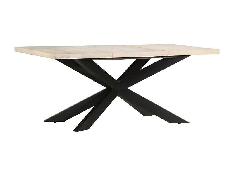 Mesa de comedor madera maciza de mango blanqueada 180x90x76 cm