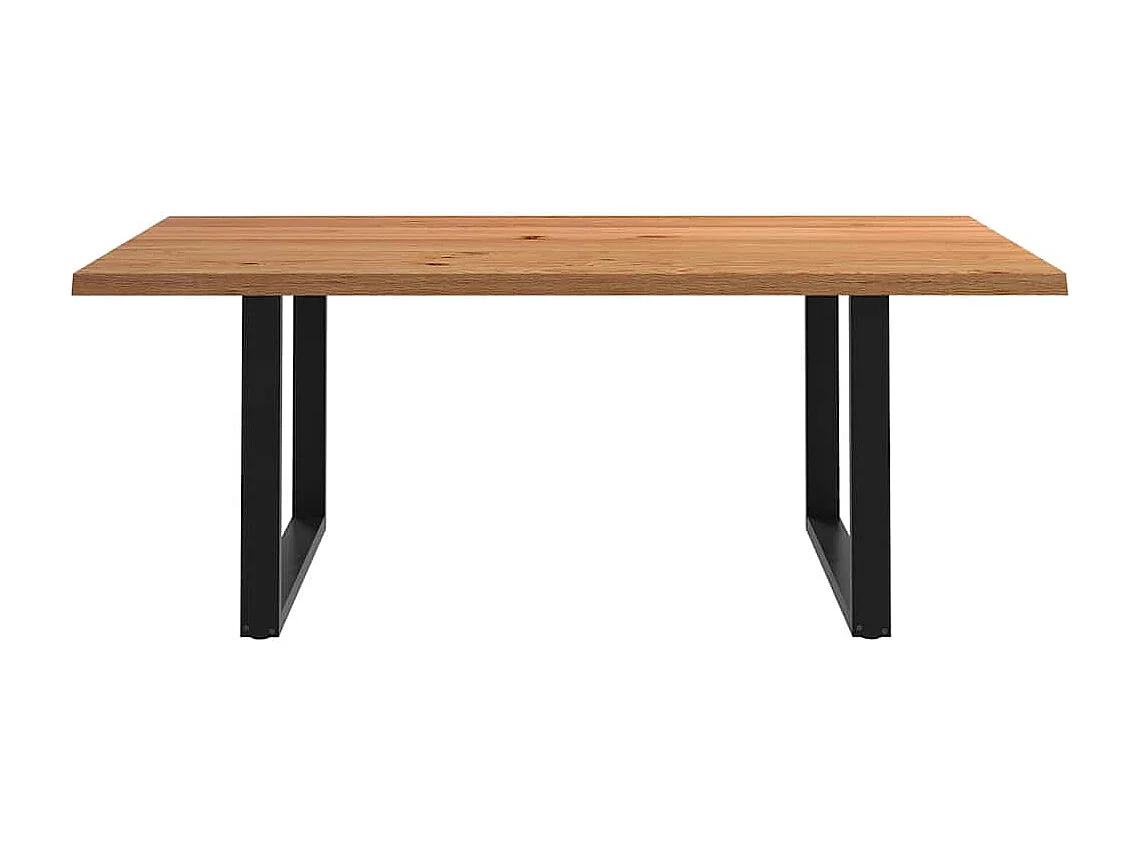 Table à manger marron clair bois de chêne massif rectangulaire