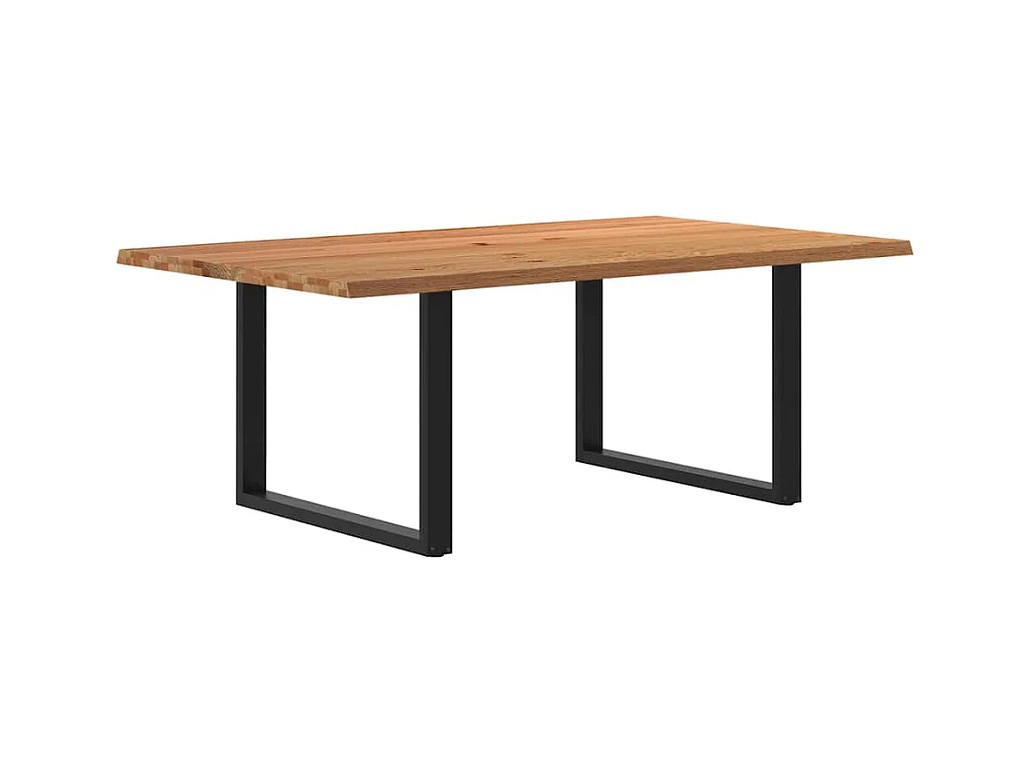 Table à manger marron clair bois de chêne massif rectangulaire