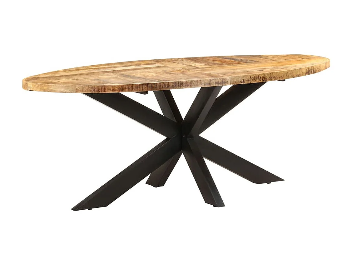 Table à manger ovale 200x100x75 cm Bois de manguier brut