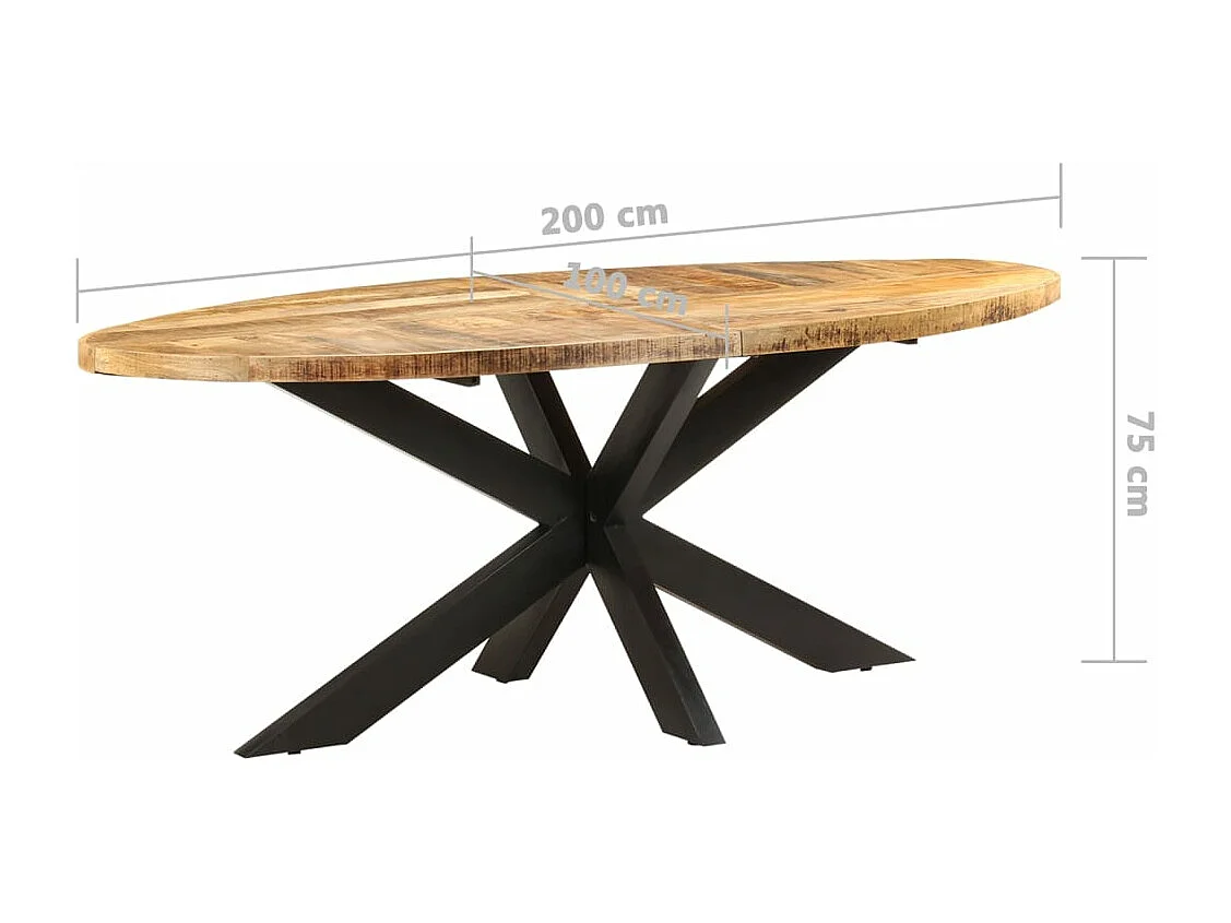 Table à manger ovale 200x100x75 cm Bois de manguier brut