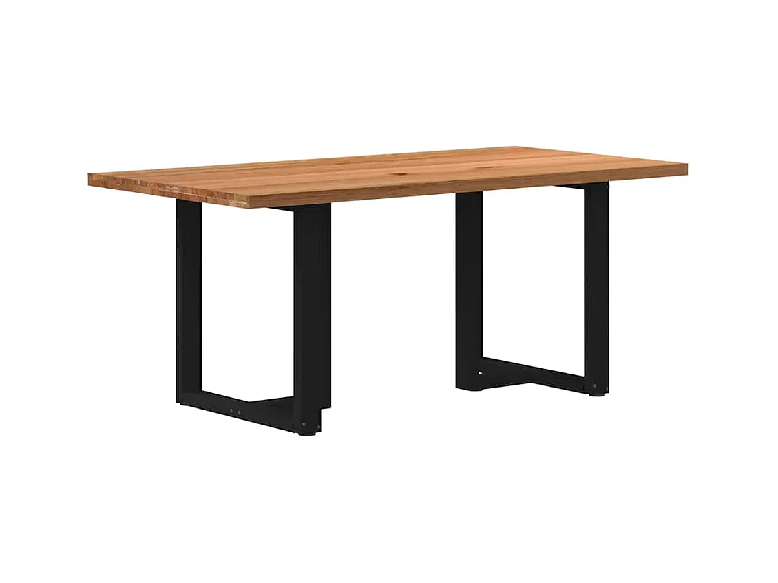 Table à manger marron clair bois de chêne massif rectangulaire