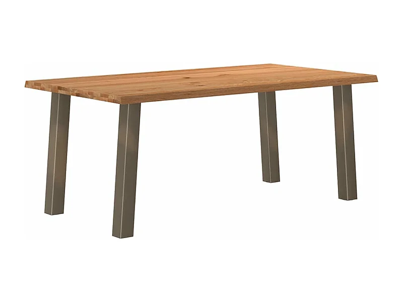 Table à manger marron clair bois de chêne massif rectangulaire