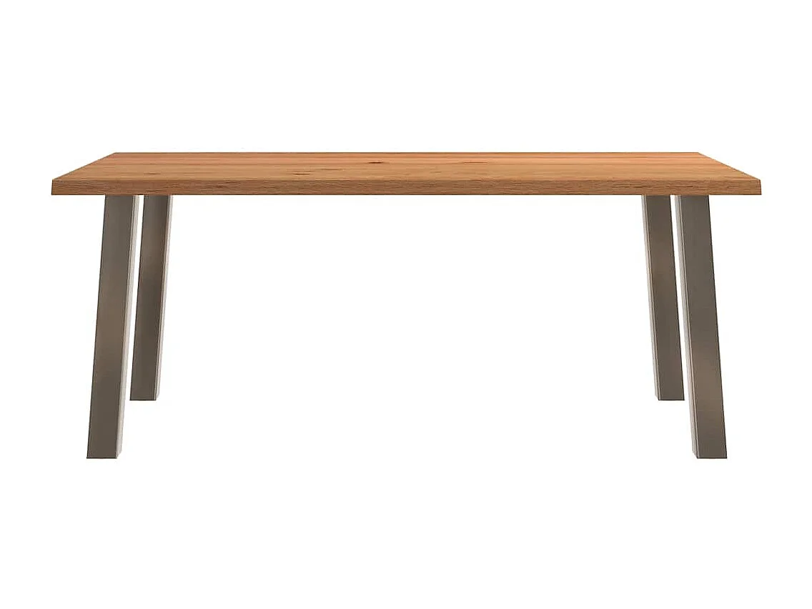 Table à manger marron clair bois de chêne massif rectangulaire