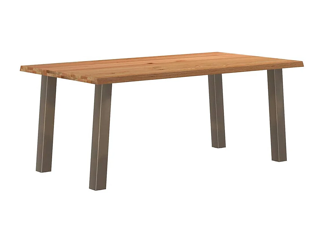 Table à manger marron clair bois de chêne massif rectangulaire