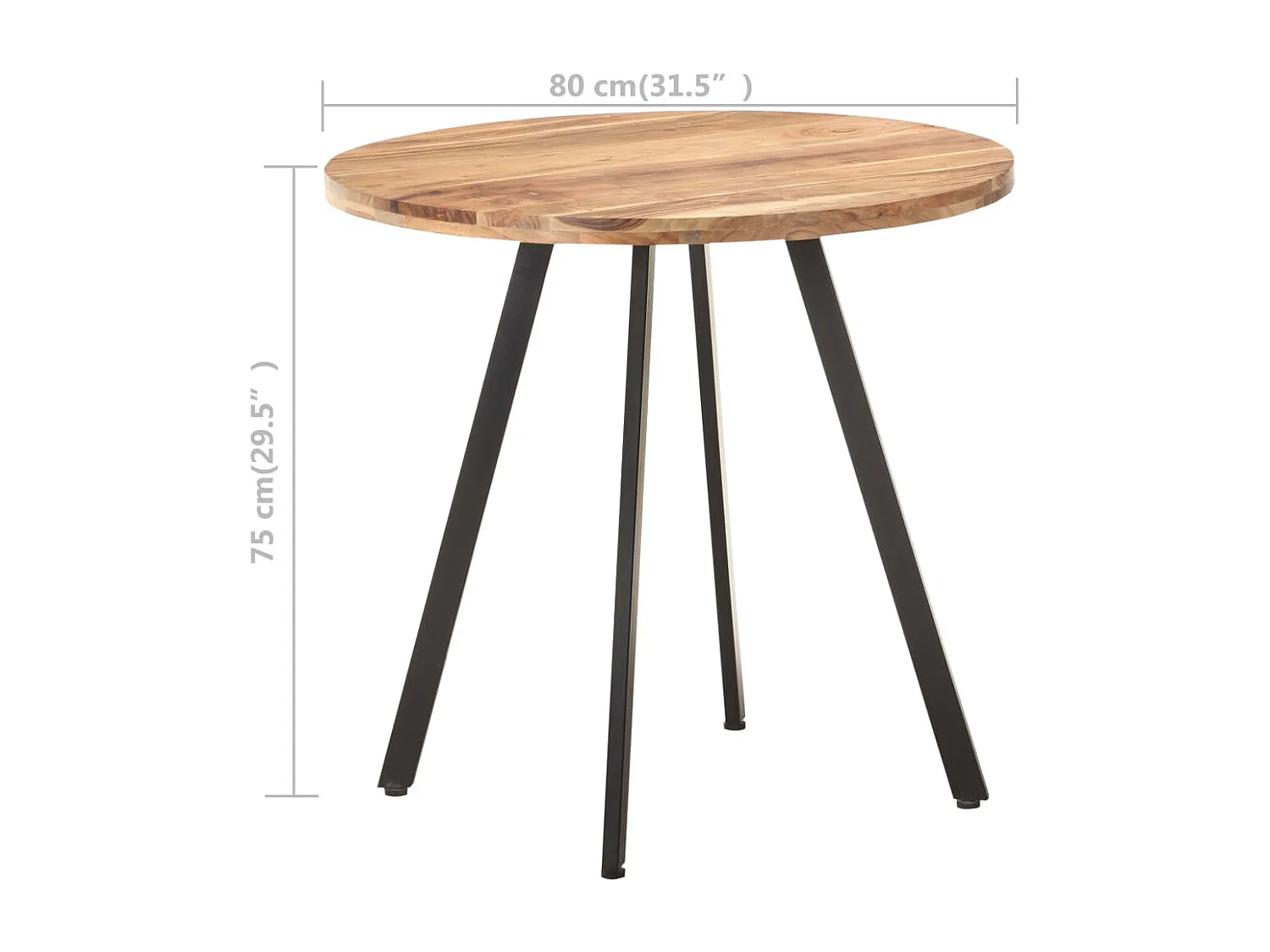 Eettafel 80 cm massief acaciahout
