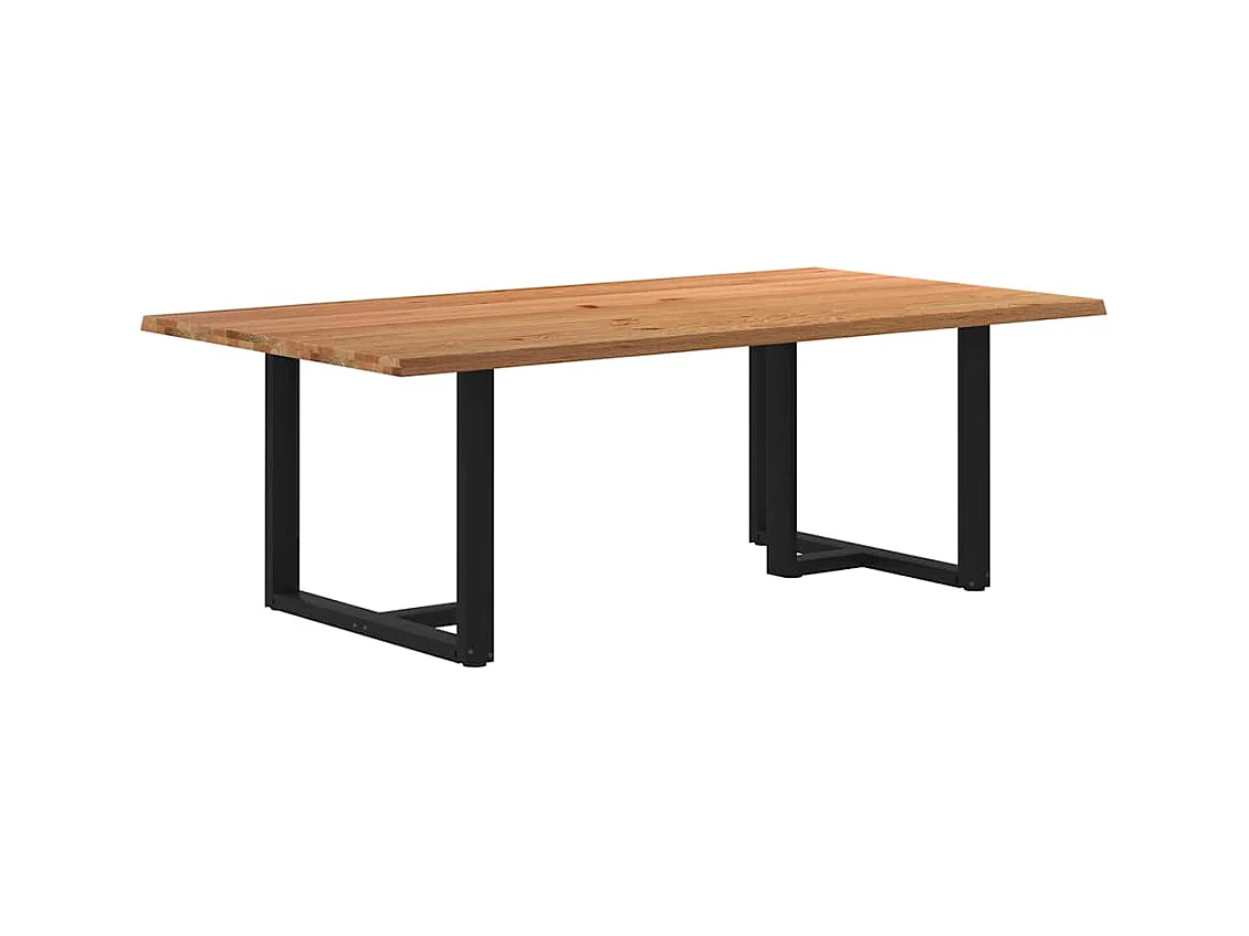 Table à manger marron clair bois de chêne massif rectangulaire