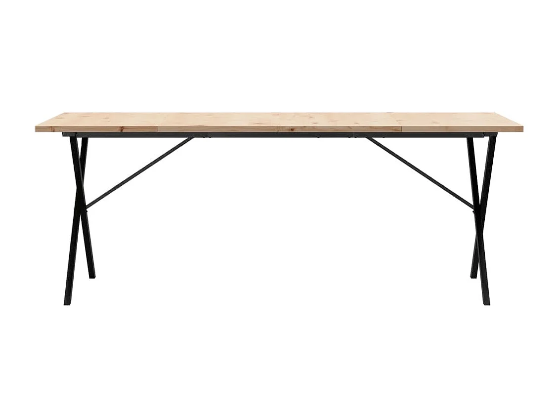 Table à manger cadre en X 200x100x75,5 cm bois pin massif fonte
