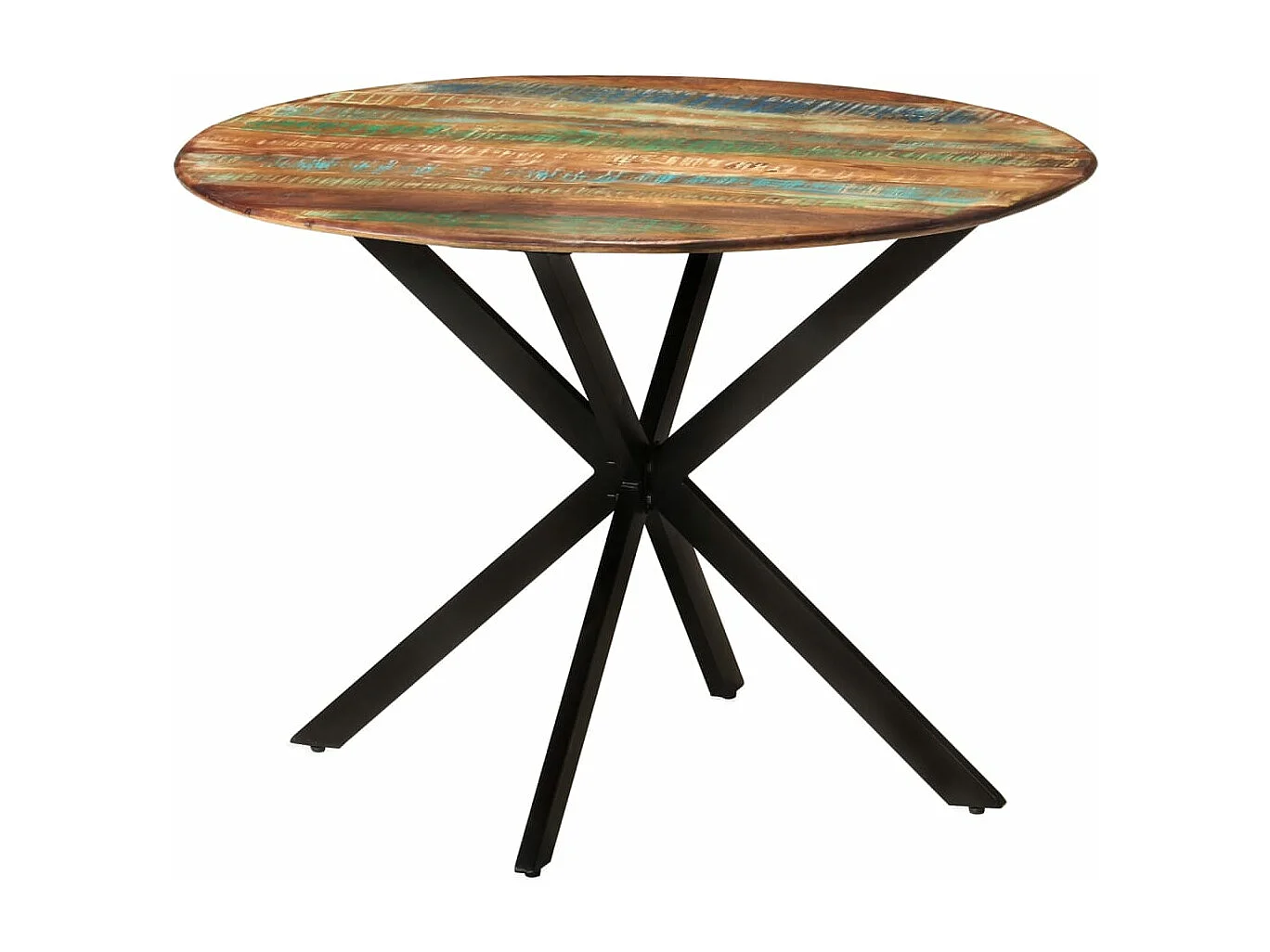 Eettafel Ø110x78 cm massief gerecycled hout en staal