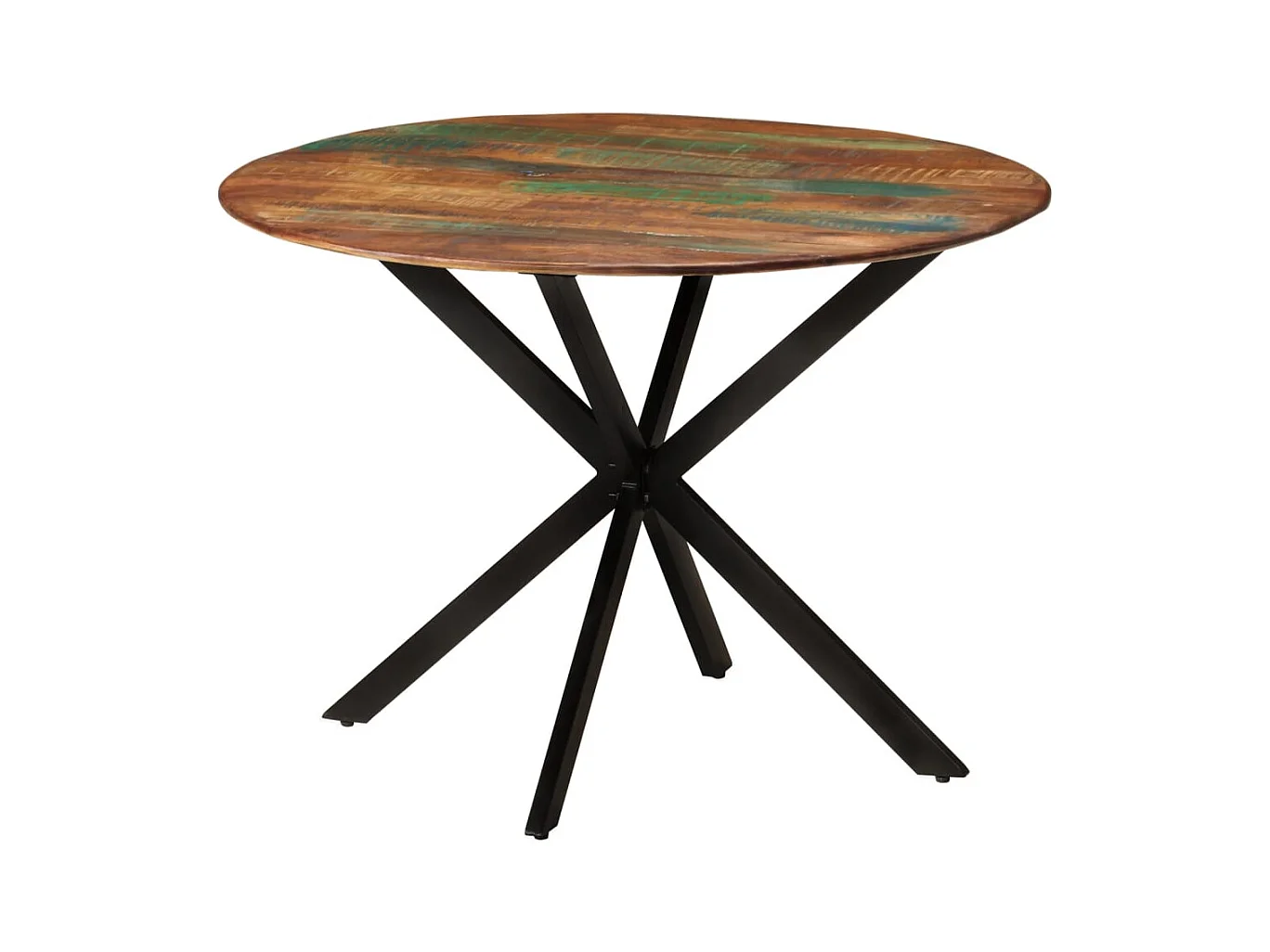 Table à manger Ø110x78 cm Bois de récupération massif et acier