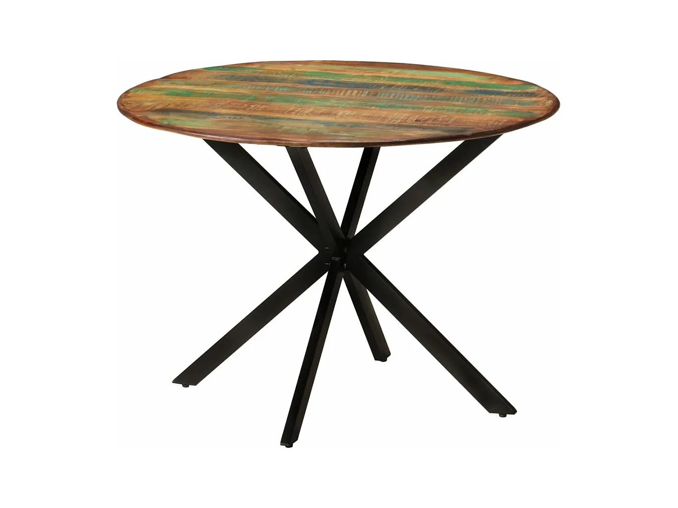Table à manger Ø110x78 cm Bois de récupération massif et acier