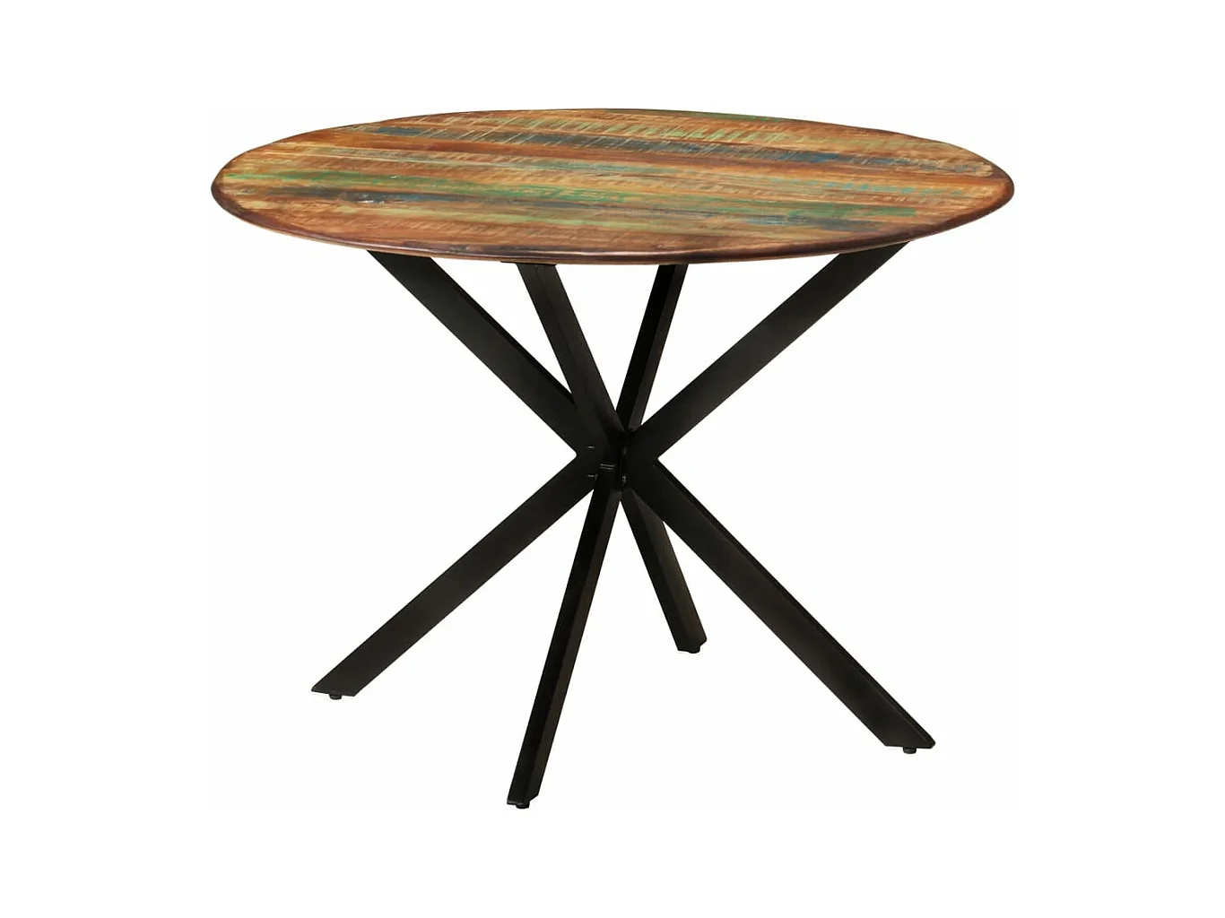 Table à manger Ø110x78 cm Bois de récupération massif et acier