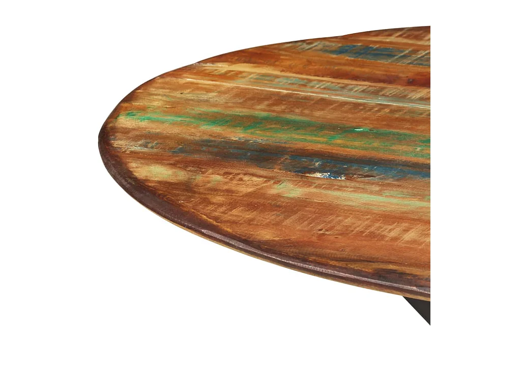 Table à manger Ø110x78 cm Bois de récupération massif et acier