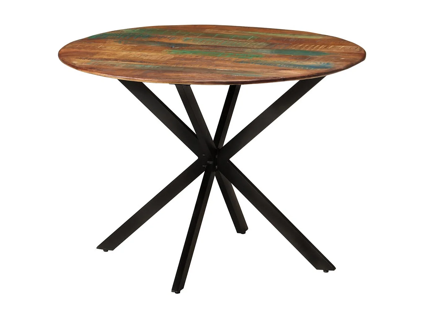 Table à manger Ø110x78 cm Bois de récupération massif et acier