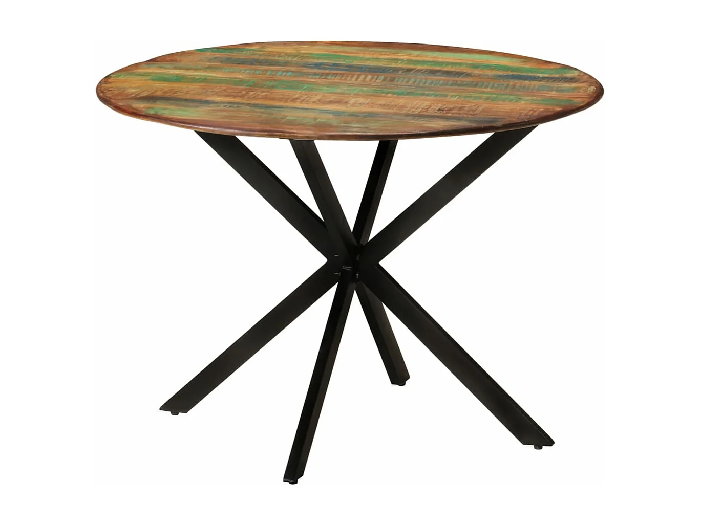 Table à manger Ø110x78 cm Bois de récupération massif et acier