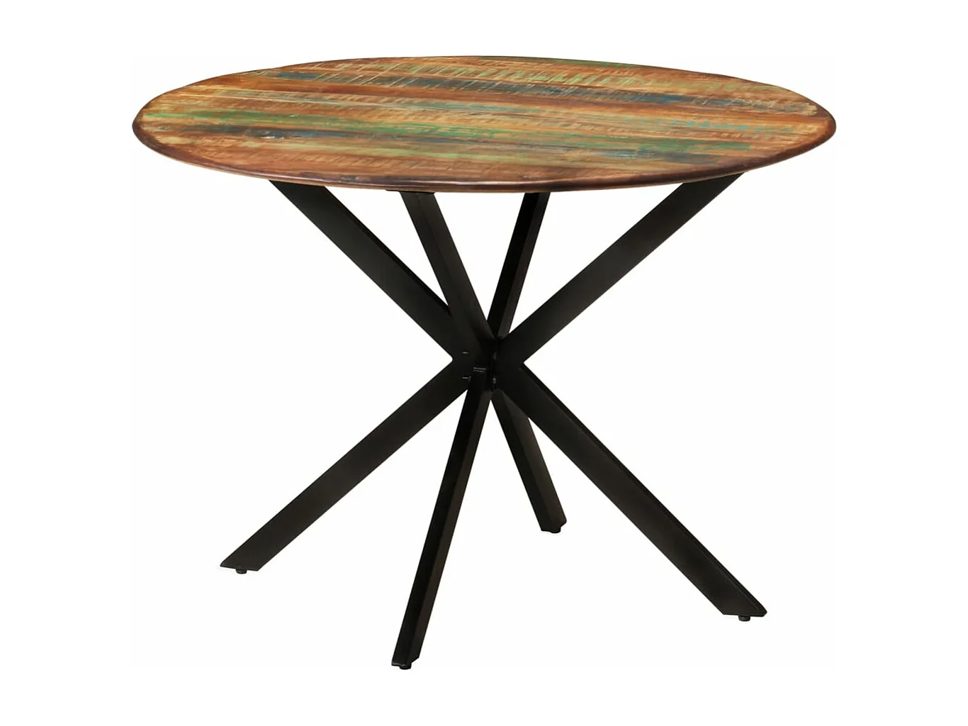 Table à manger Ø110x78 cm Bois de récupération massif et acier