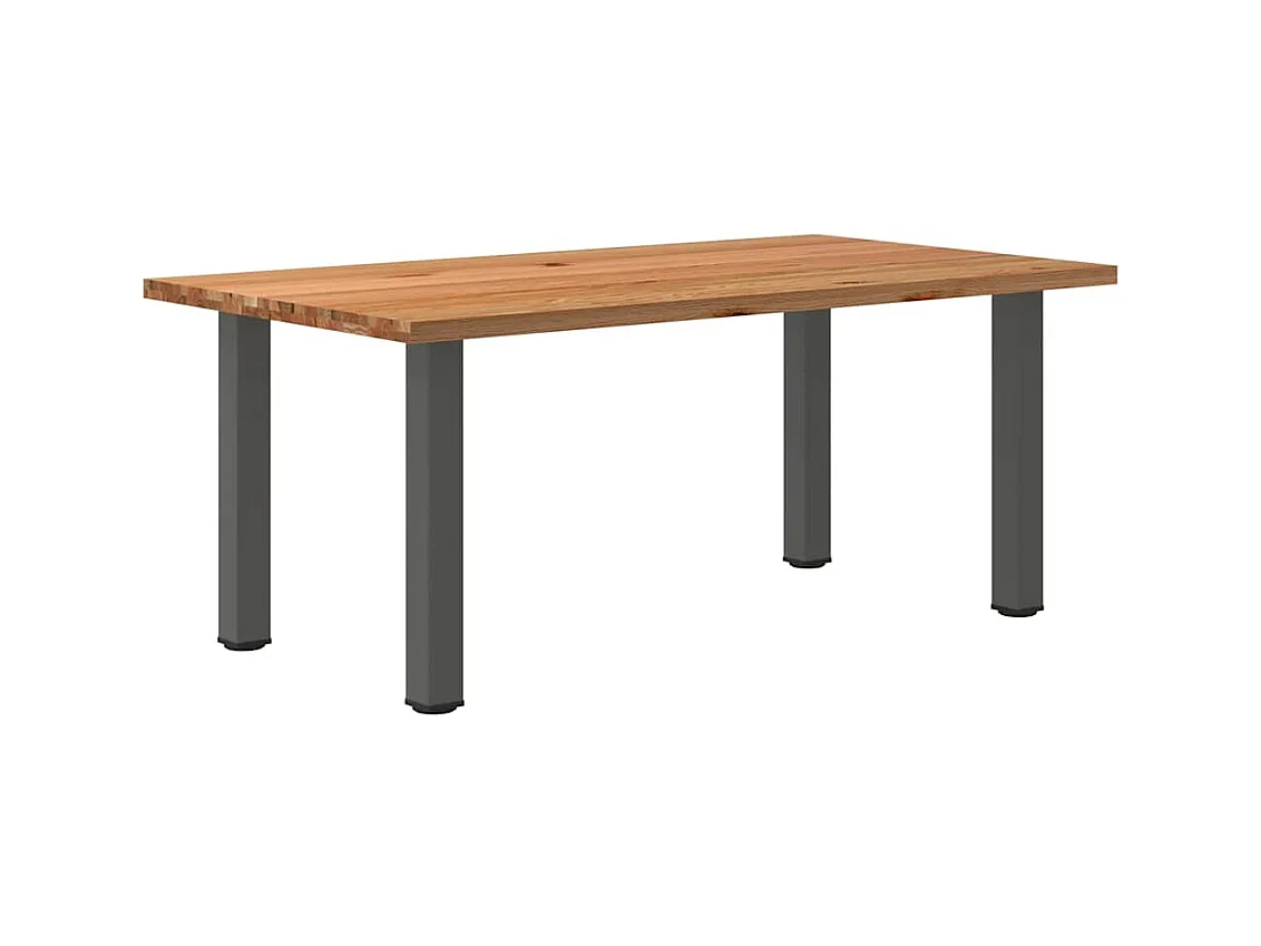 Table à manger marron clair bois de chêne massif rectangulaire