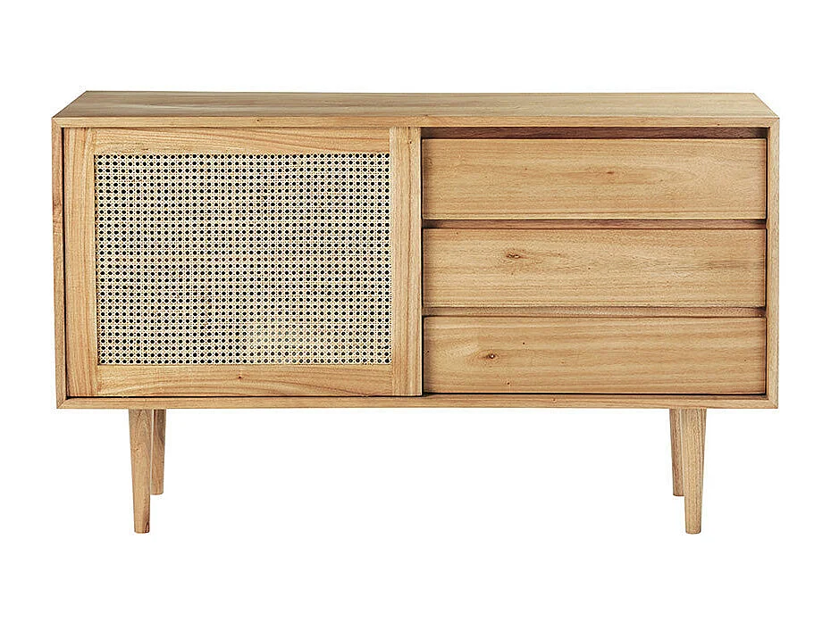 Credenza in mindi massello e cannage 135 cm