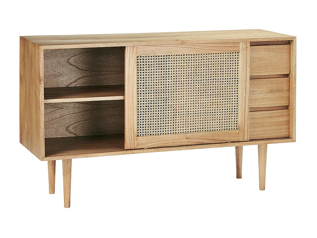 Credenza in mindi massello e cannage 135 cm