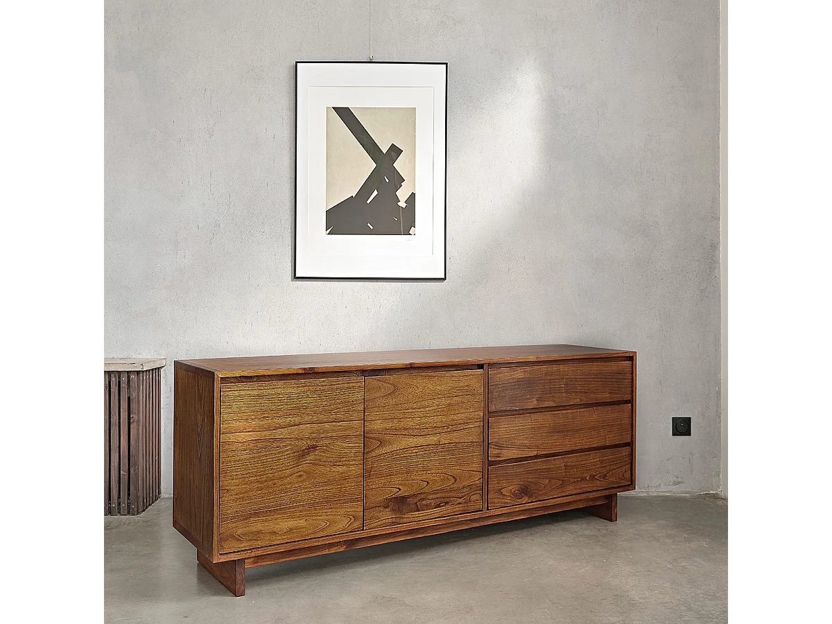 Credenza in mindi massello con finitura in noce 180 cm