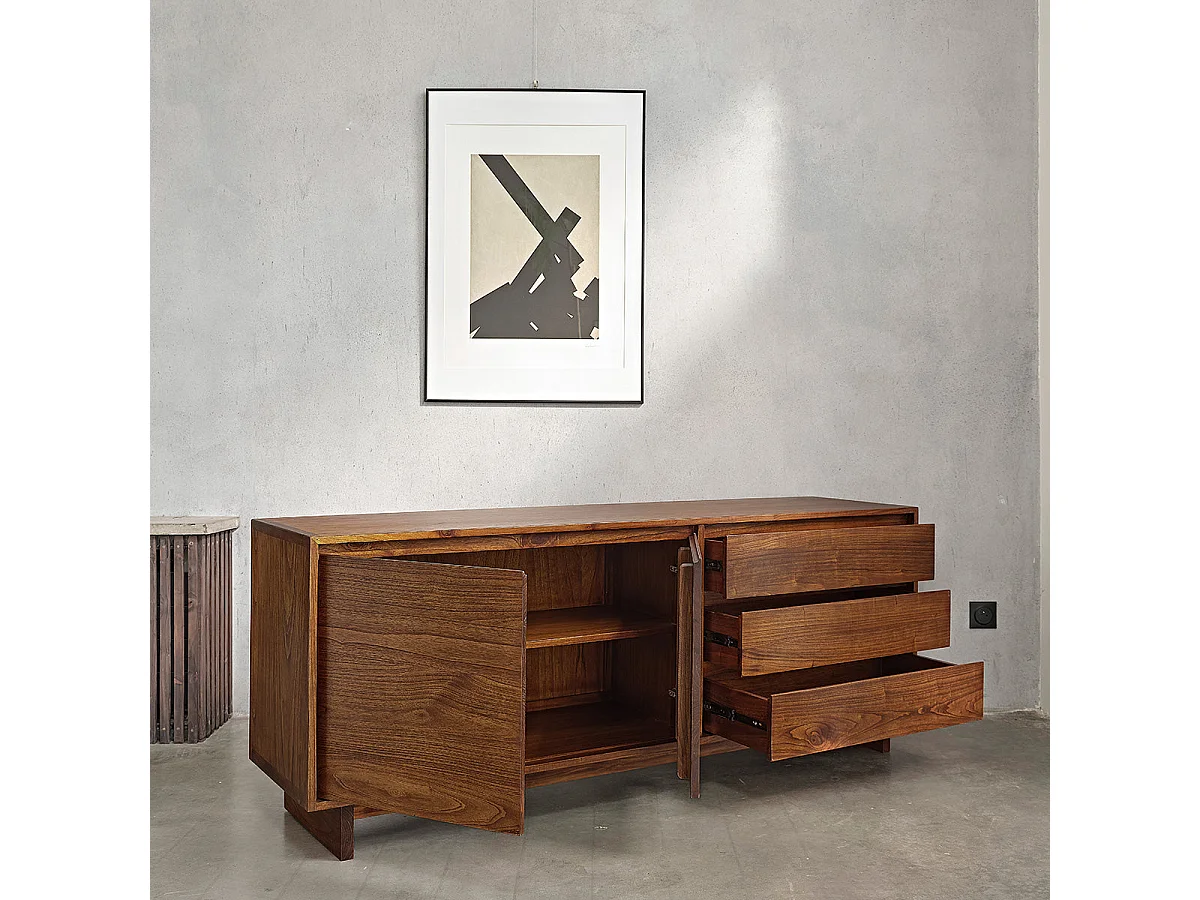 Credenza in mindi massello con finitura in noce 180 cm