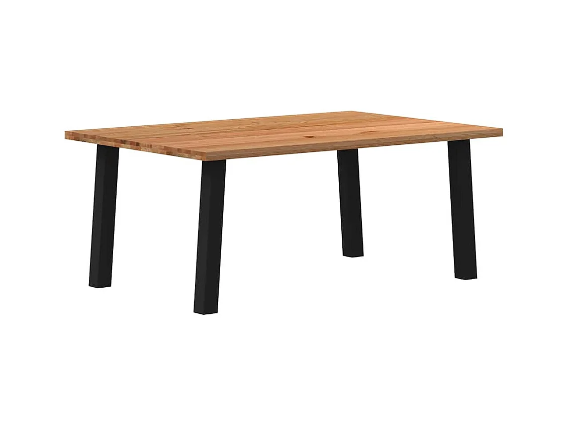 Table à manger marron clair bois de chêne massif rectangulaire